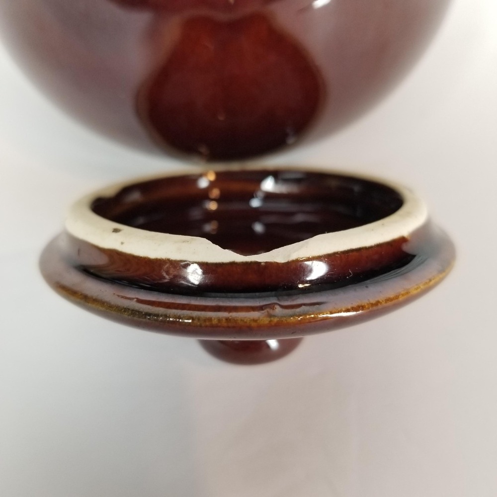McCoy Pottery Sugar Bowl with Lid Brown Drip Glaze Vintage Ceramic Cabin Rustic - Picture 9 of 9